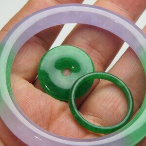 "Natural Jade bangle +  REE Jade Ring Jade Donut 53mm"